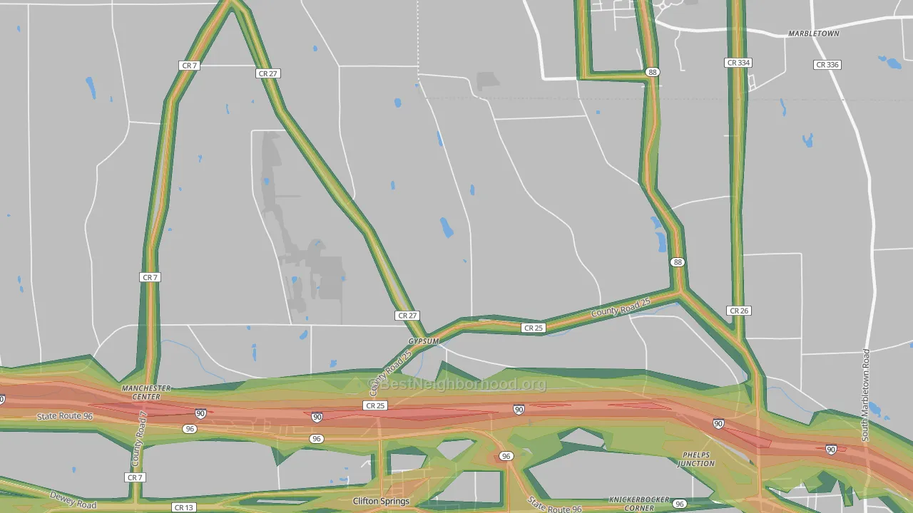 Gypsum, NY Map of Noise Levels in Gypsum
