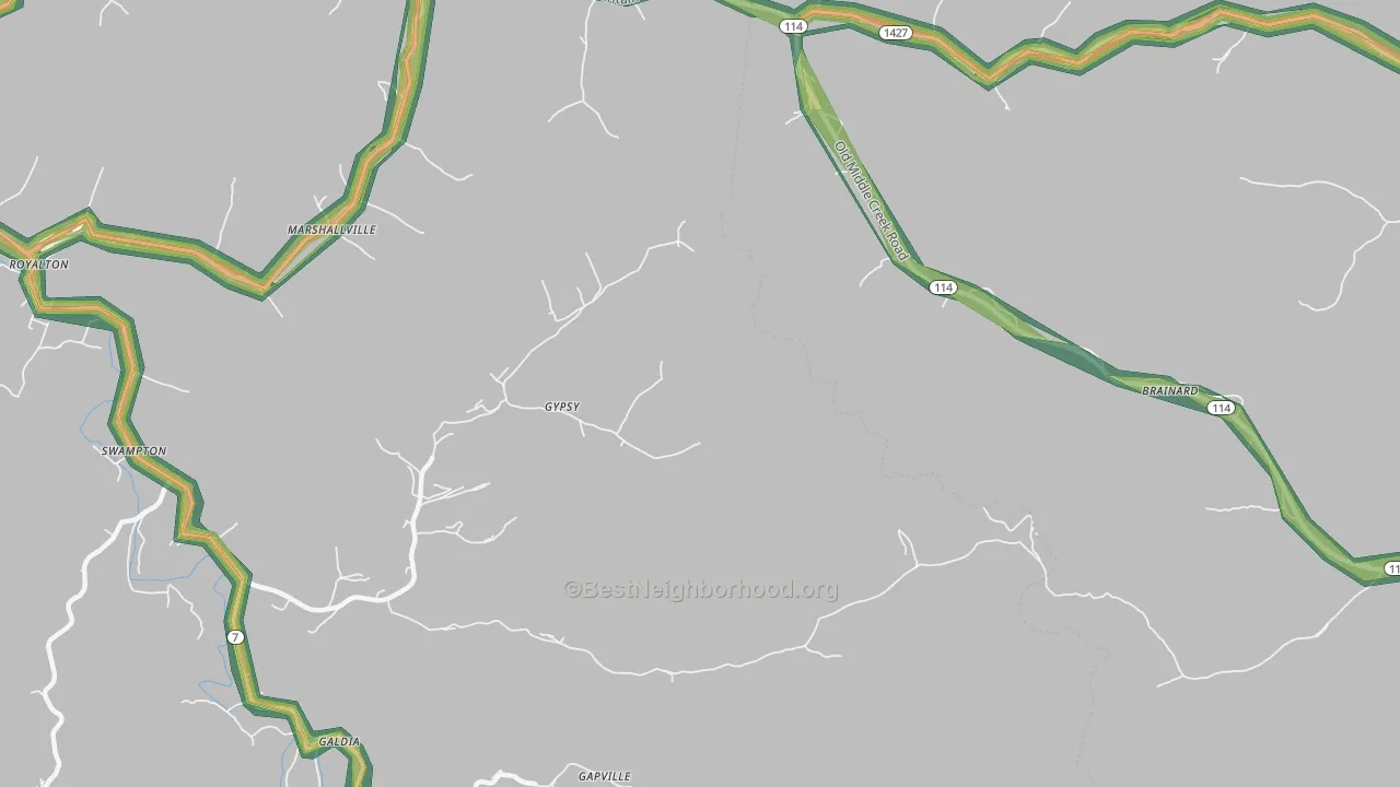 Gypsy, KY Map of Noise Levels in Gypsy