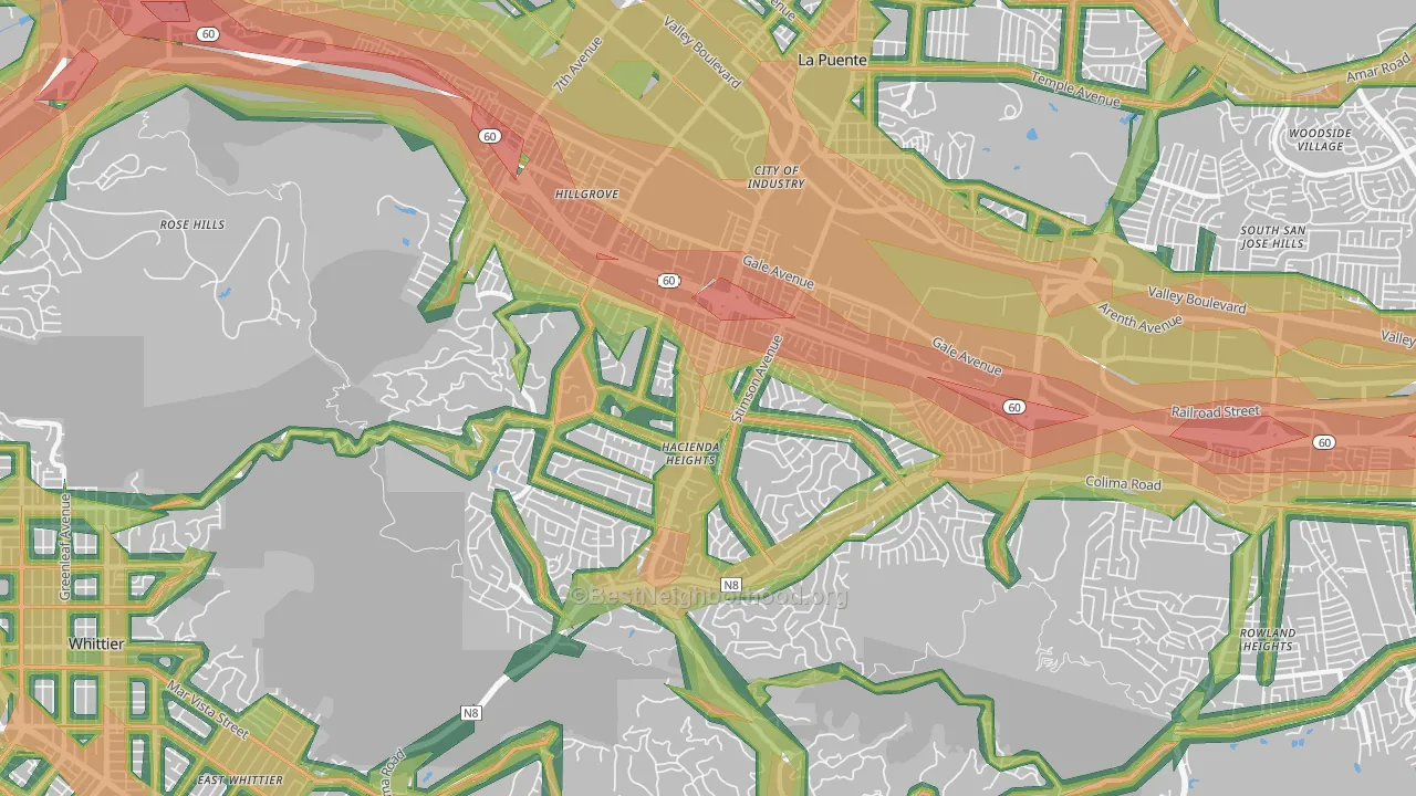 Hacienda Heights, CA Map of Noise Levels in Hacienda Heights