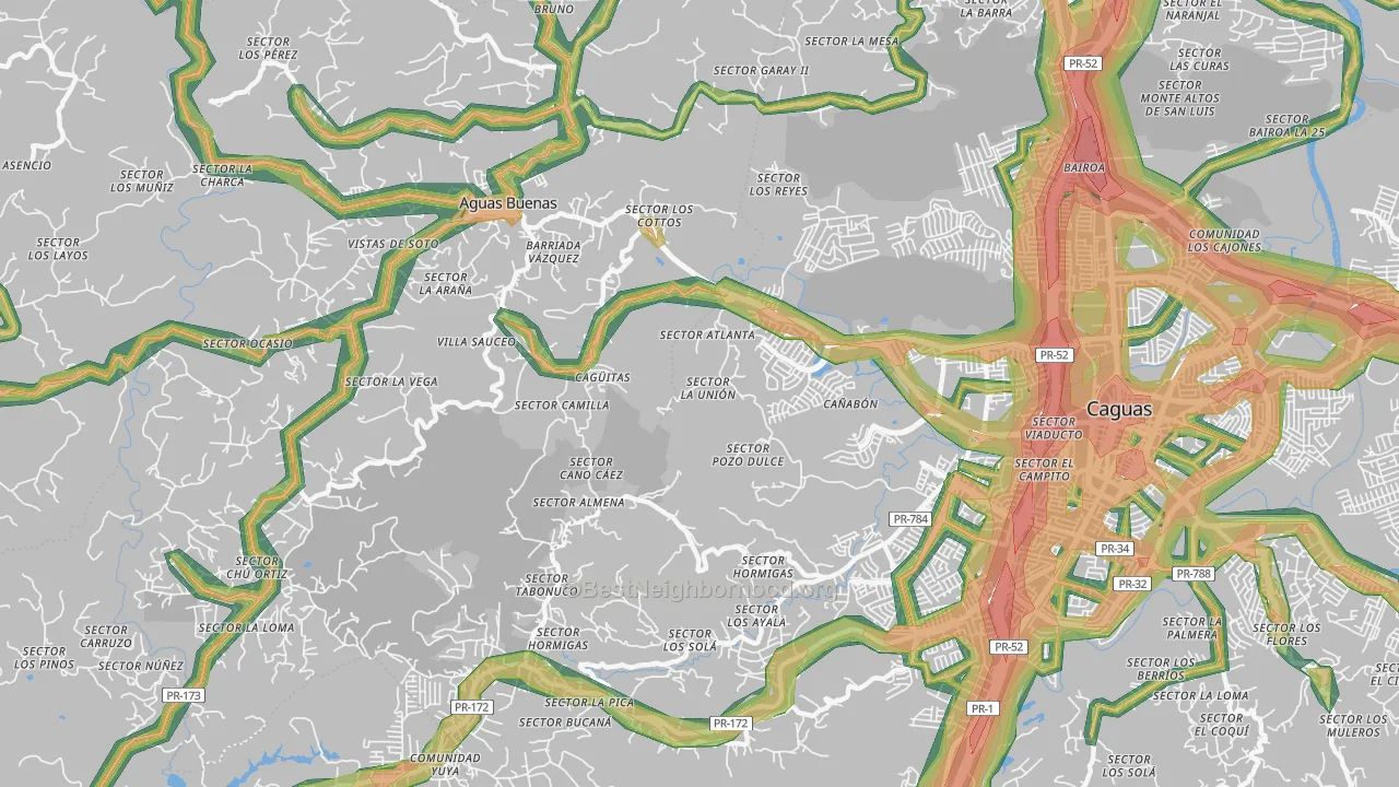 Hacienda San Jose, PR Map of Noise Levels in Hacienda San Jose