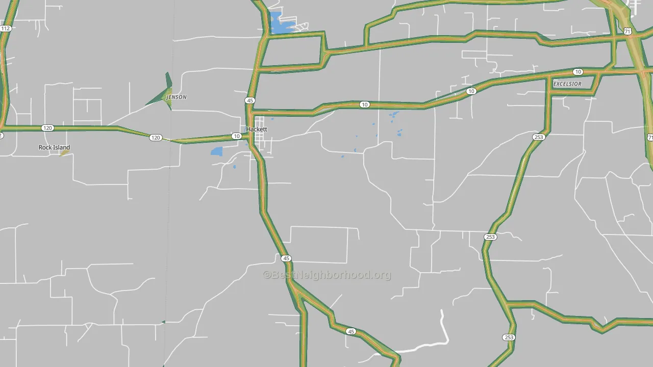 Hackett, AR Map of Noise Levels in Hackett