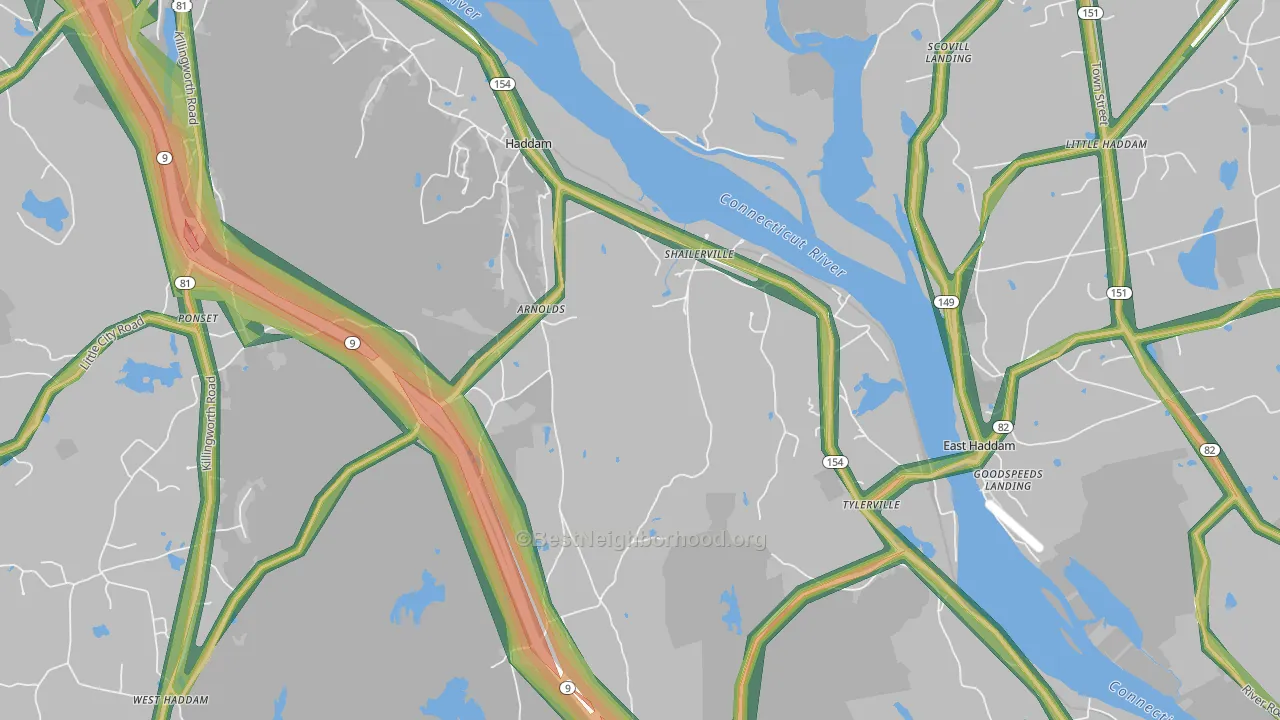 Haddam, CT Map of Noise Levels in Haddam