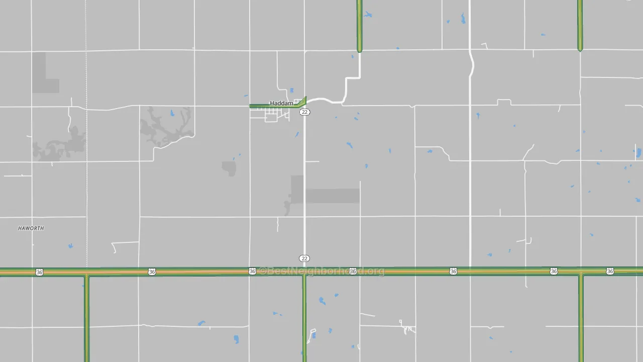 Haddam, KS Map of Noise Levels in Haddam
