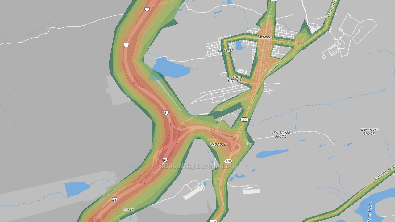 Haddock, PA Map of Noise Levels in Haddock