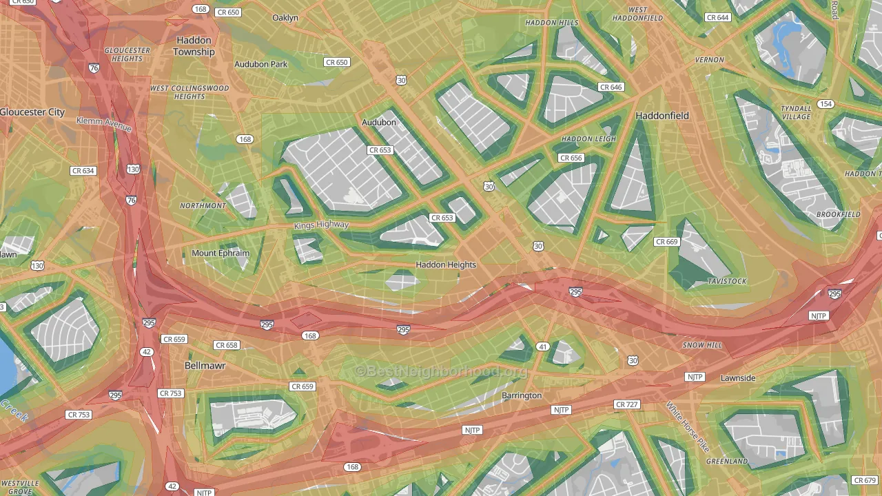 Haddon Heights, NJ Map of Noise Levels in Haddon Heights