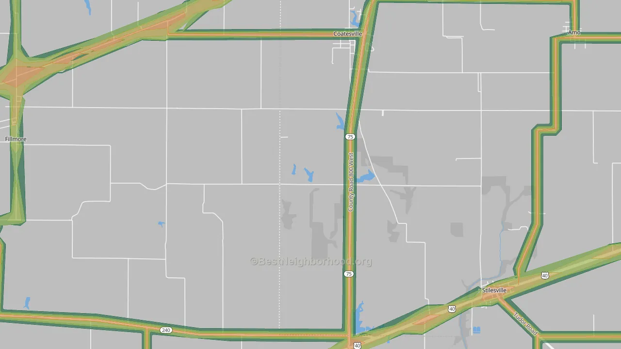 Hadley, IN Map of Noise Levels in Hadley