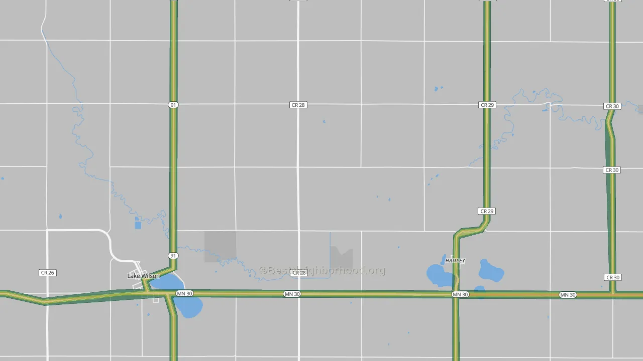 Hadley, MN Map of Noise Levels in Hadley