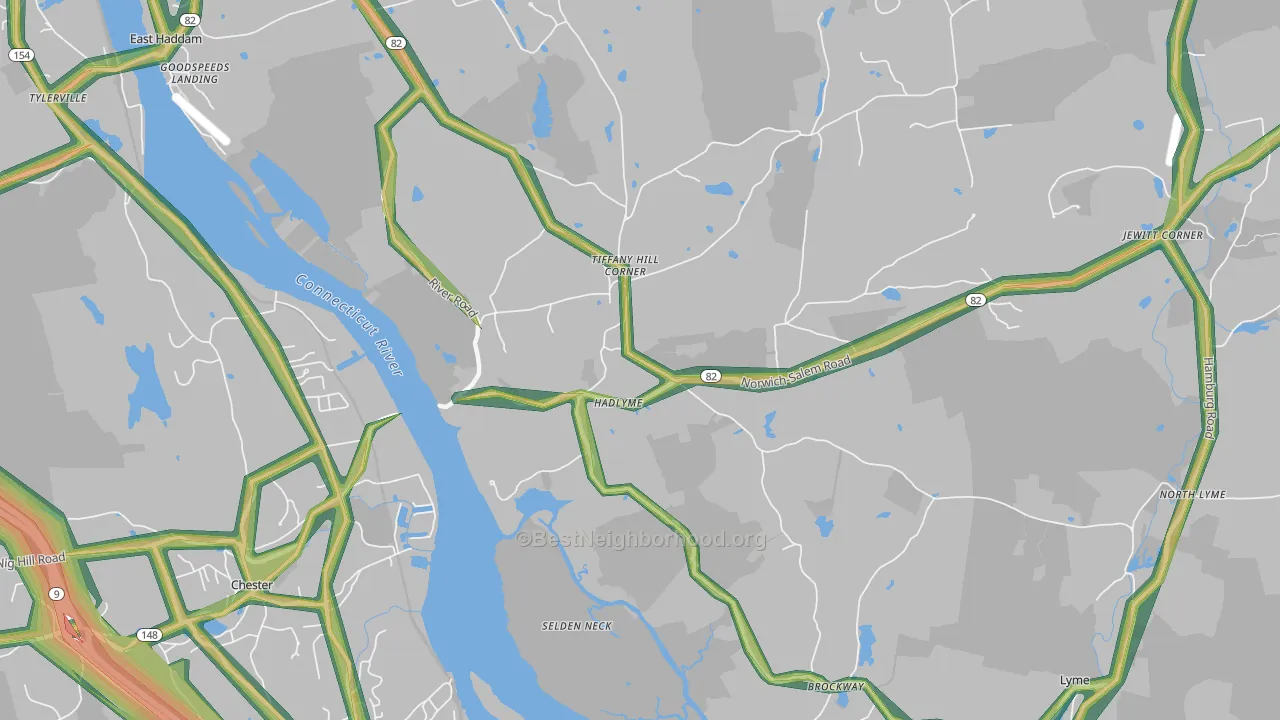 Hadlyme, CT Map of Noise Levels in Hadlyme