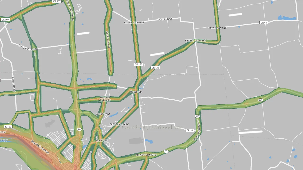 Hagaman, NY Map of Noise Levels in Hagaman