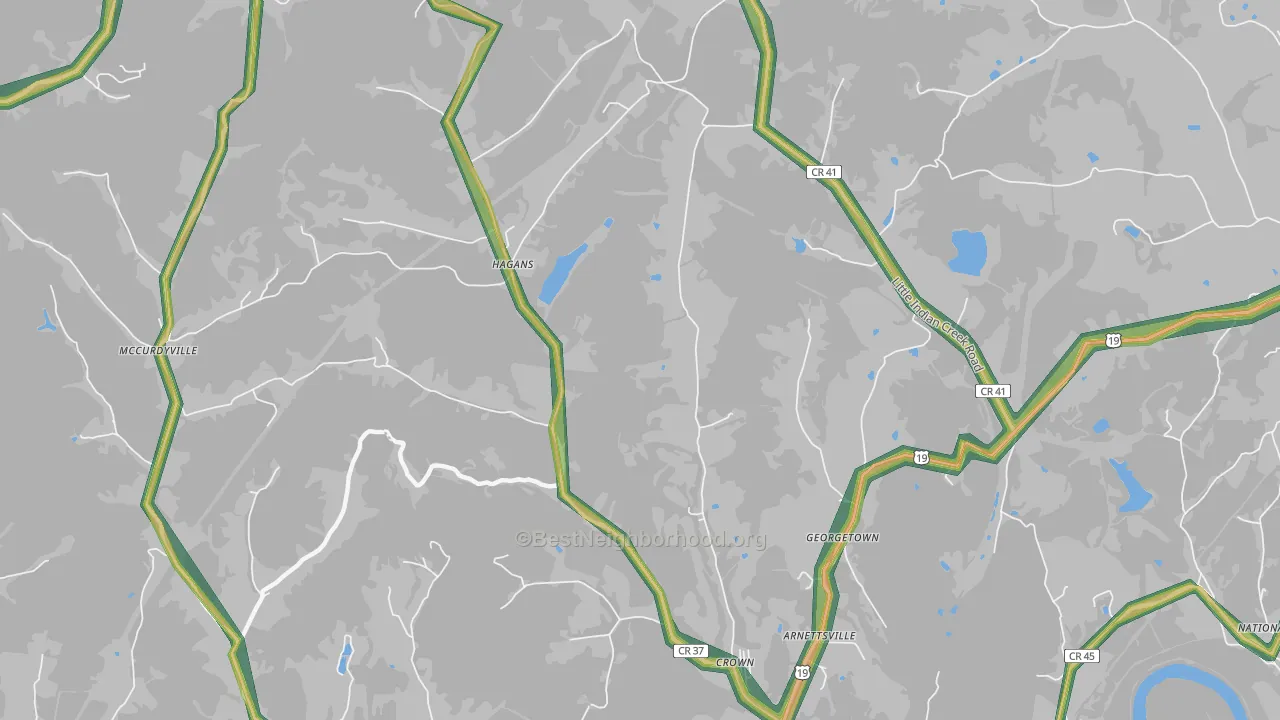 Hagans, WV Map of Noise Levels in Hagans