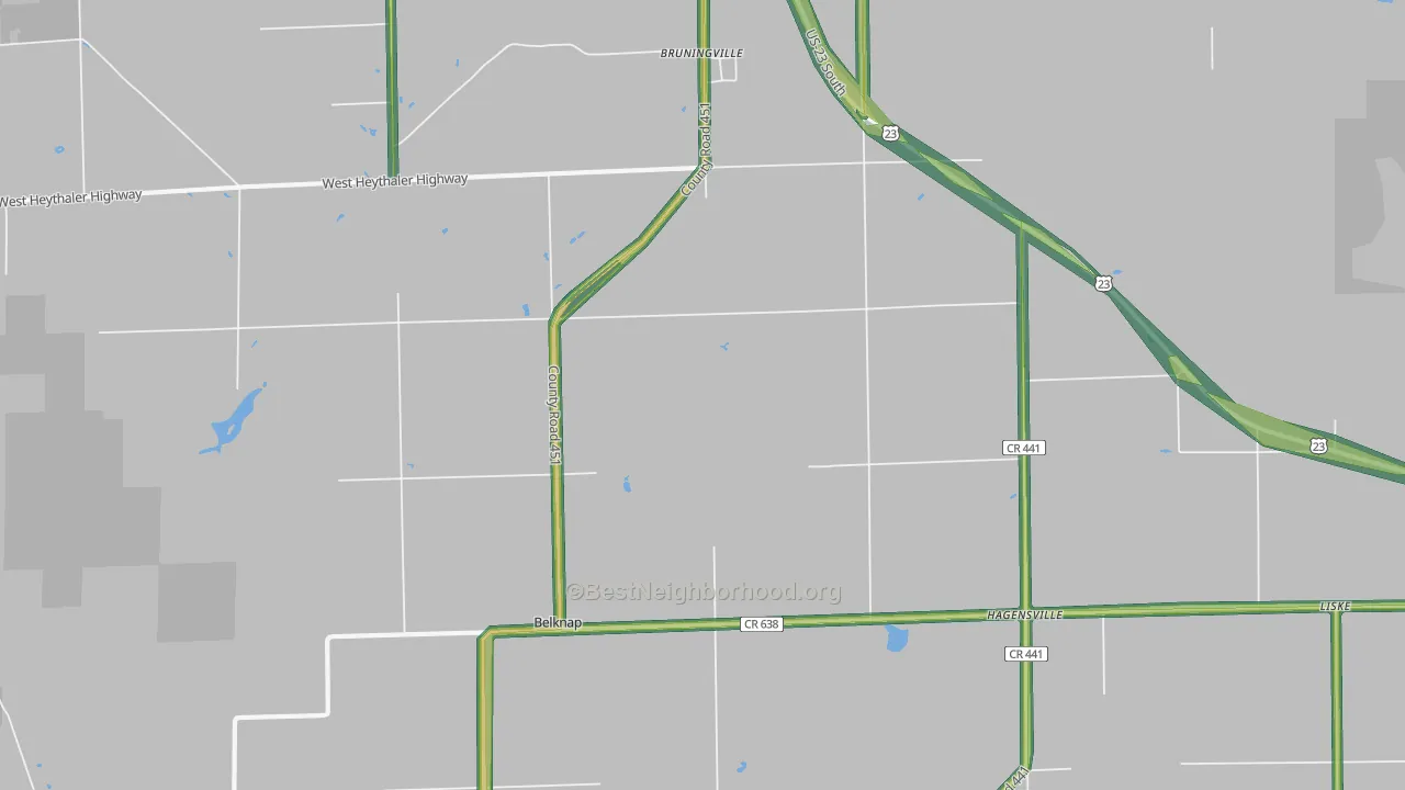 Hagensville, MI Map of Noise Levels in Hagensville