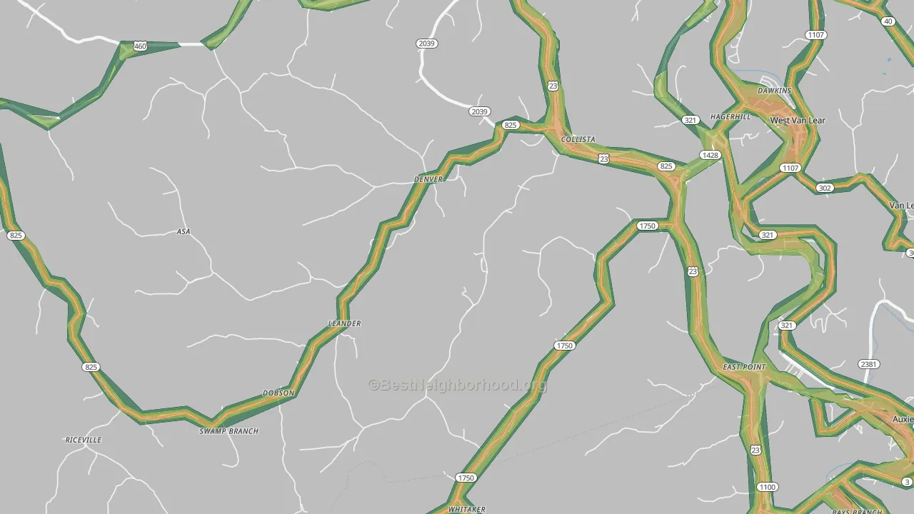 Hagerhill, KY Map of Noise Levels in Hagerhill