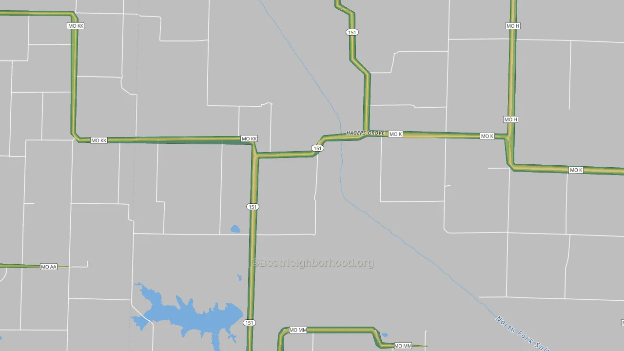 Hagers Grove, MO Map of Noise Levels in Hagers Grove