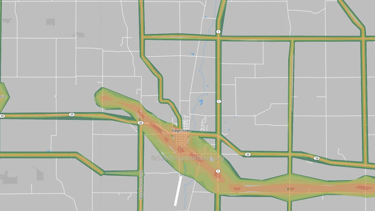 Hagerstown, IN Map of Noise Levels in Hagerstown
