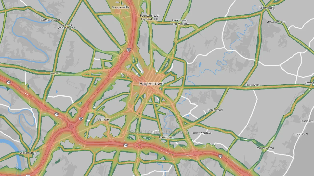 Hagerstown, MD Map of Noise Levels in Hagerstown