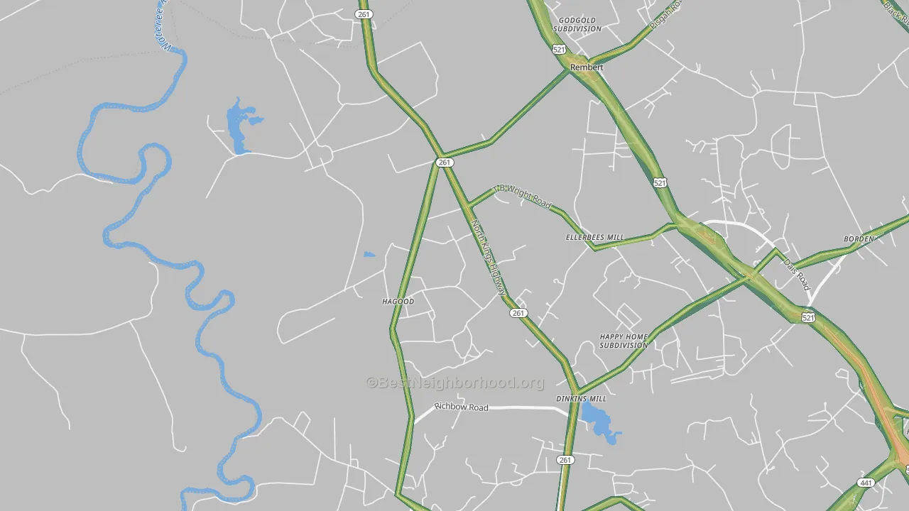 Hagood, SC Map of Noise Levels in Hagood