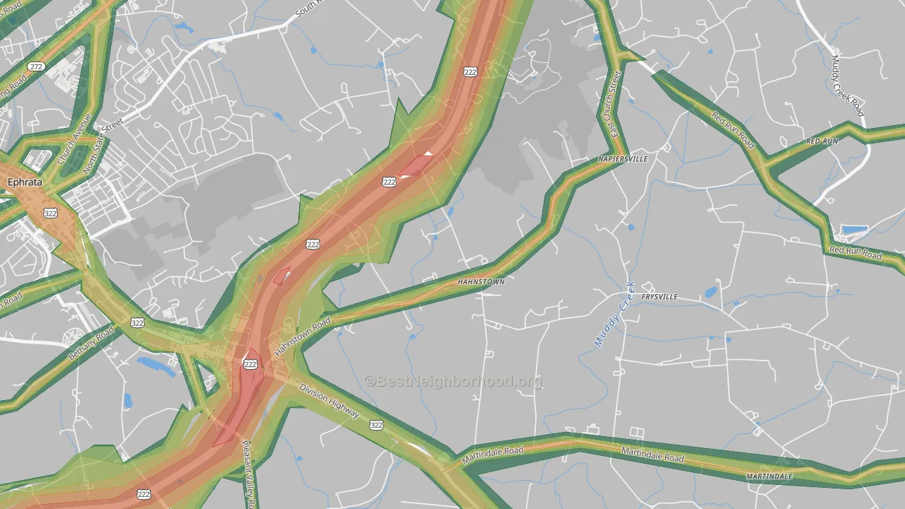 Hahnstown, PA Map of Noise Levels in Hahnstown