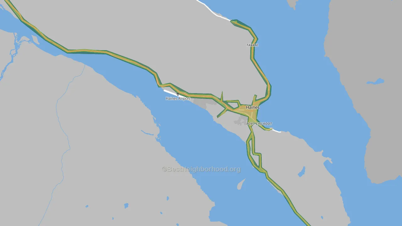 Haines Borough, AK Map of Noise Levels in Haines Borough