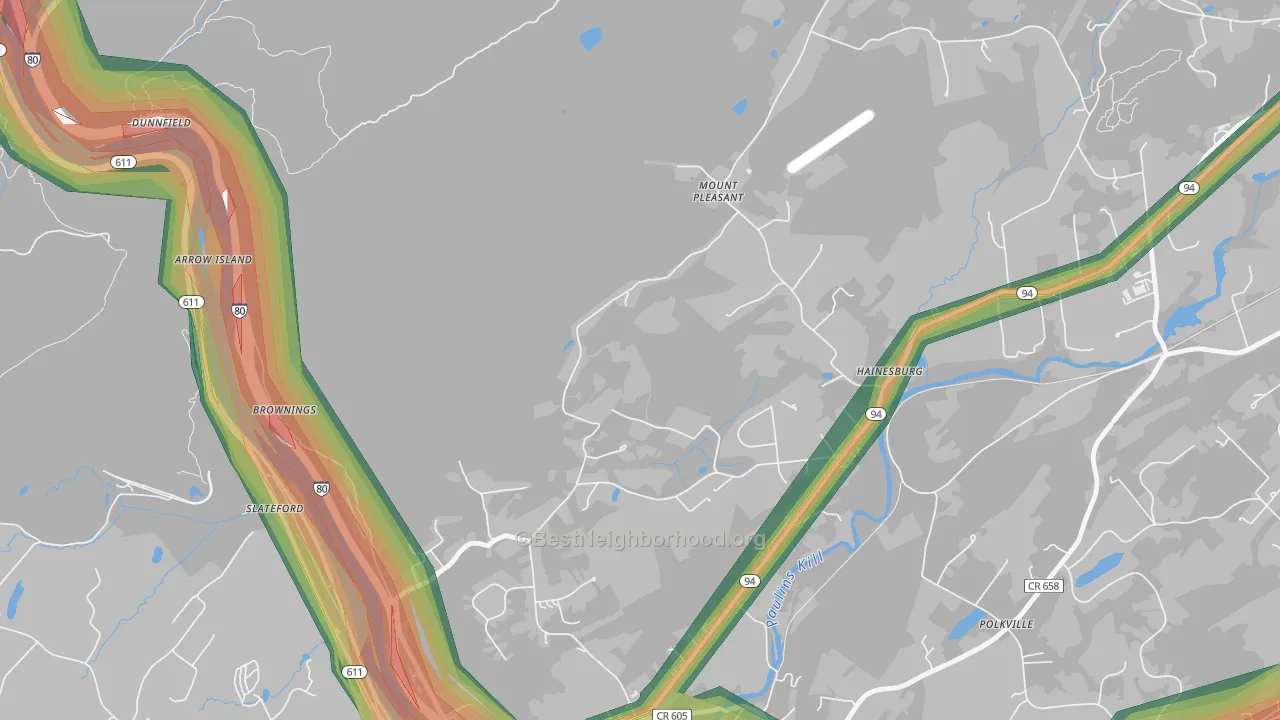 Hainesburg, NJ Map of Noise Levels in Hainesburg