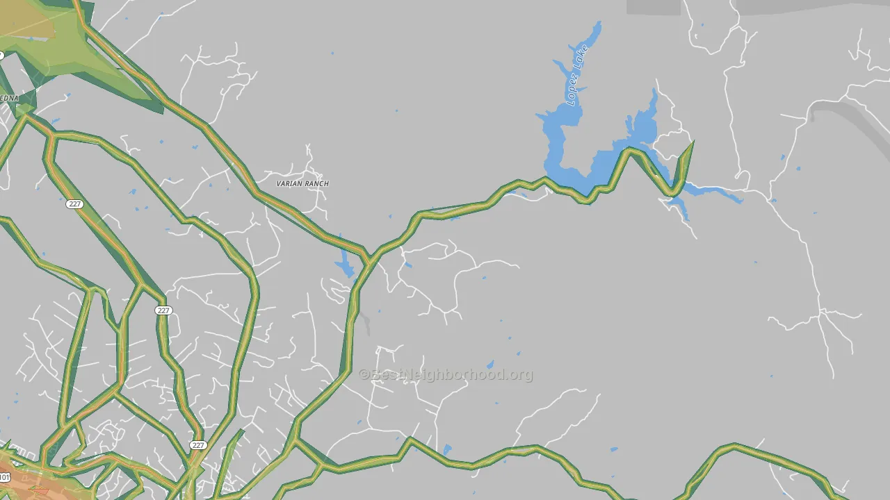 Halcyon, CA Map of Noise Levels in Halcyon