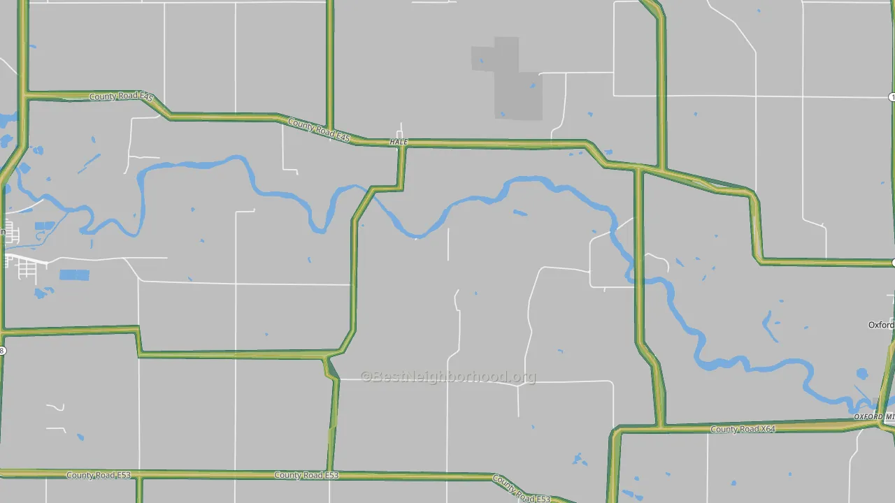 Hale, IA Map of Noise Levels in Hale