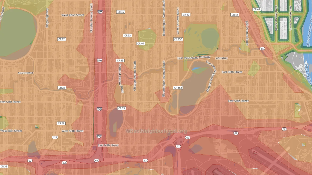 Hale, Minneapolis, MN Map of Noise Levels in Hale