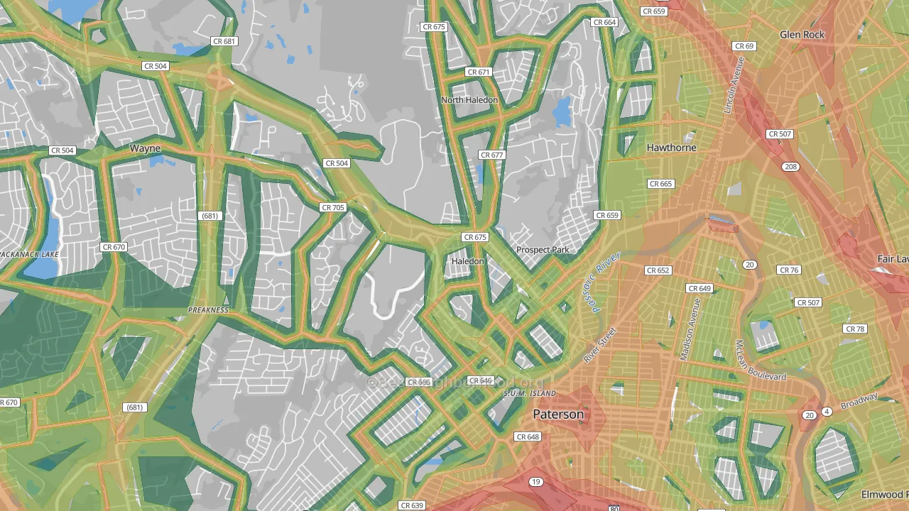Haledon, NJ Map of Noise Levels in Haledon