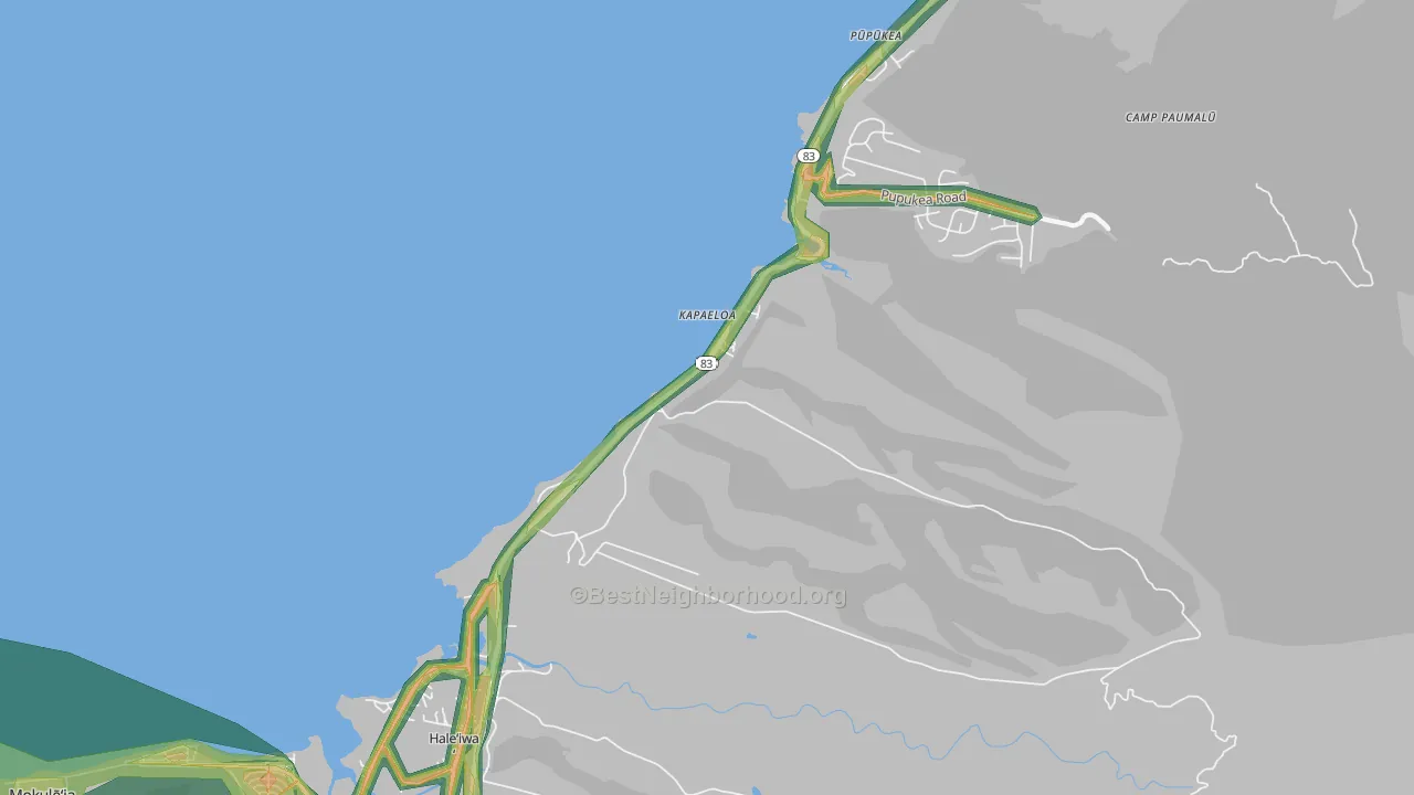 Haleiwa, HI Map of Noise Levels in Haleiwa