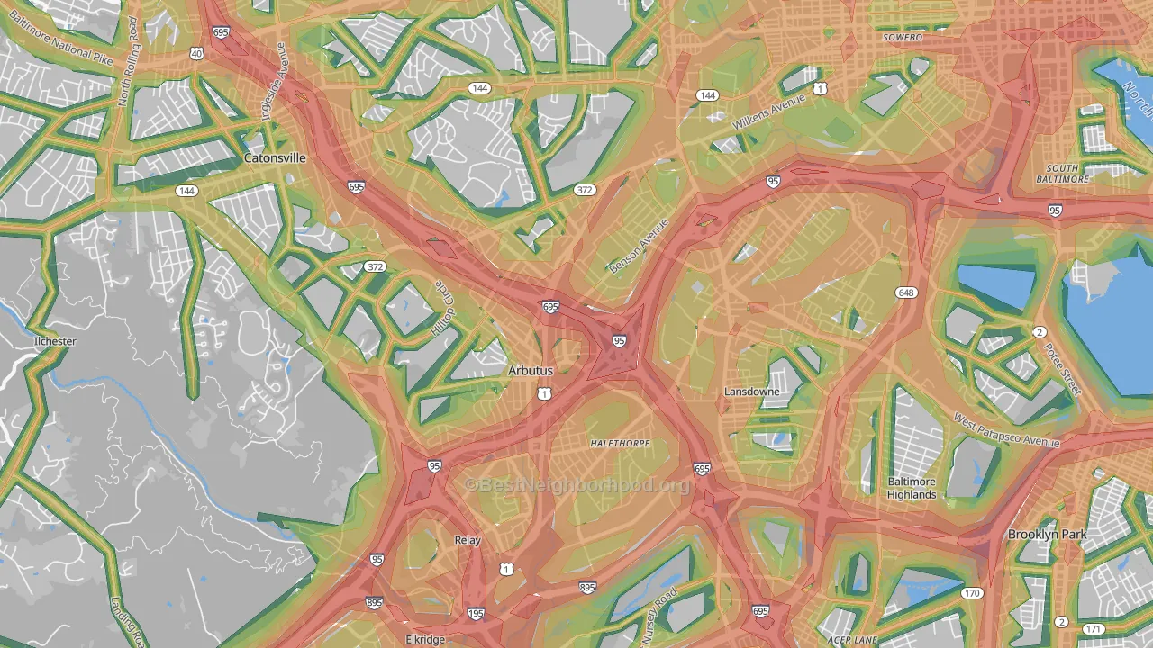 Halethorpe, MD Map of Noise Levels in Halethorpe