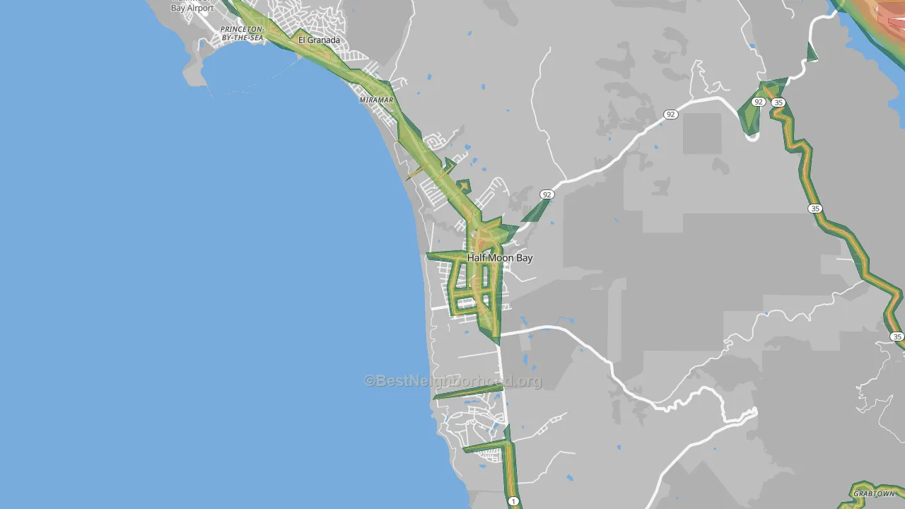 Half Moon Bay, CA Map of Noise Levels in Half Moon Bay