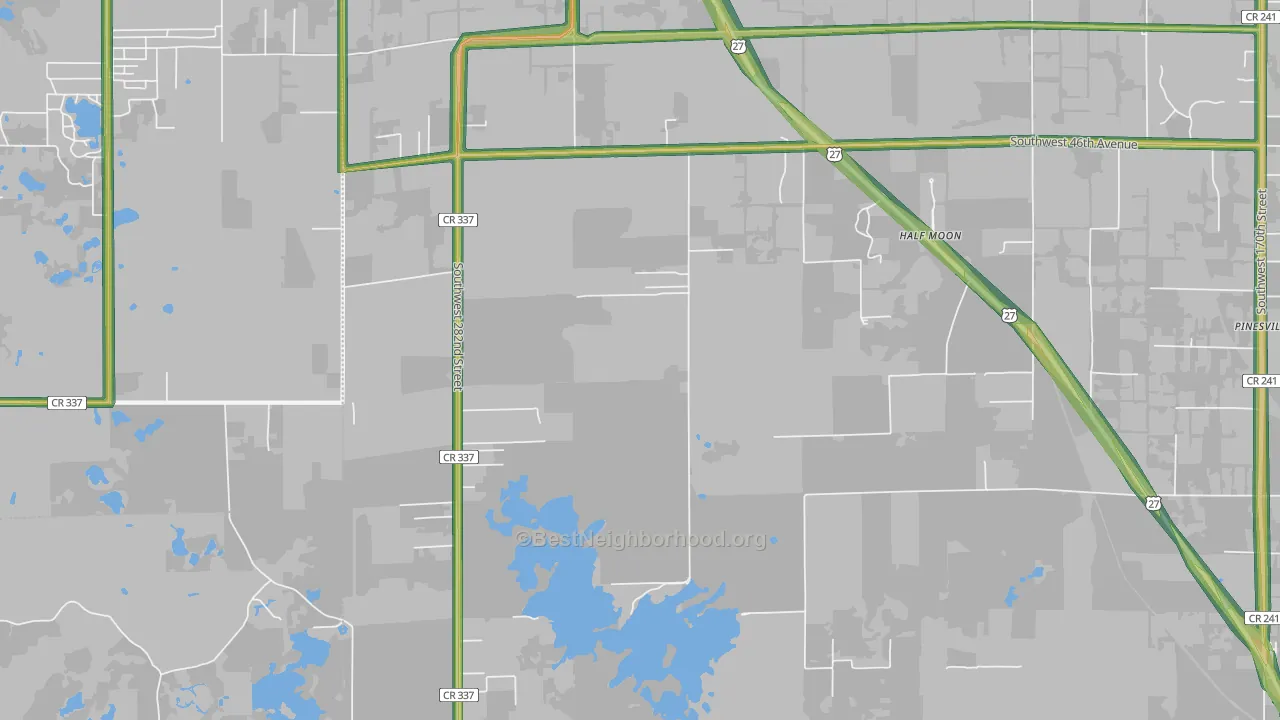 Half Moon, FL Map of Noise Levels in Half Moon