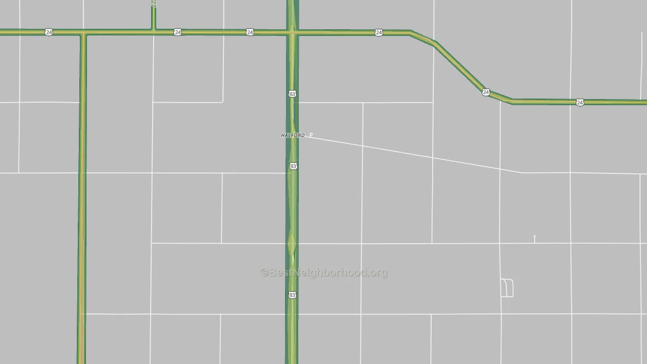 Halford, KS Map of Noise Levels in Halford