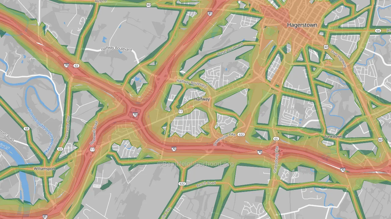 Halfway, MD Map of Noise Levels in Halfway