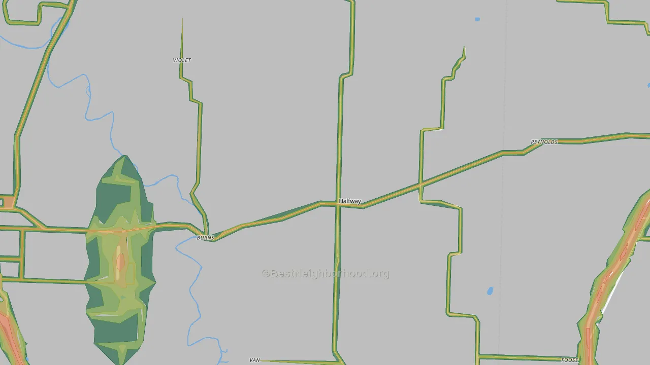 Halfway, MO Map of Noise Levels in Halfway