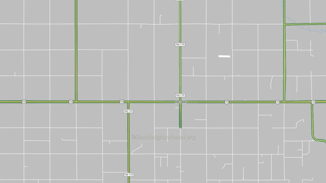 Halfway, TX Map of Noise Levels in Halfway