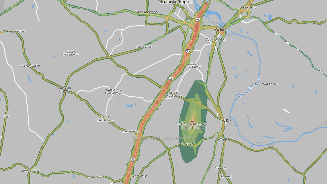 Halifax County, NC Map of Noise Levels in Halifax County