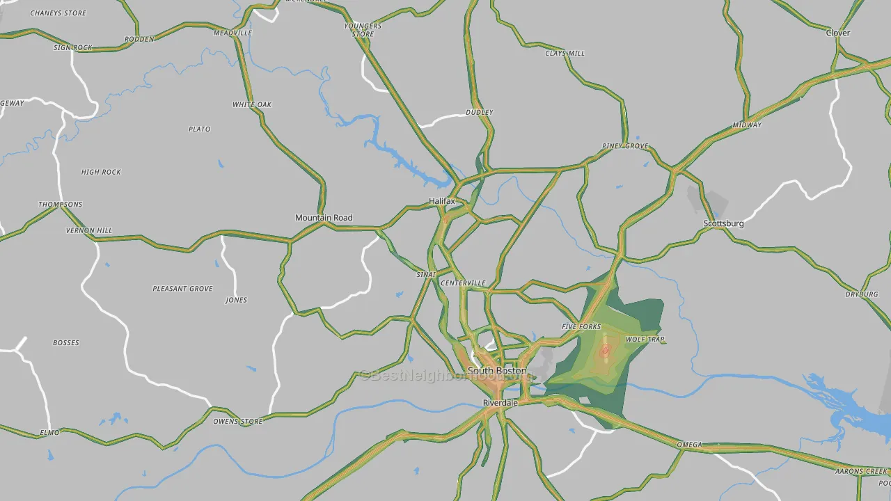 Halifax County, VA Map of Noise Levels in Halifax County