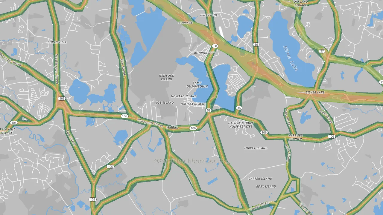 Halifax, MA Map of Noise Levels in Halifax