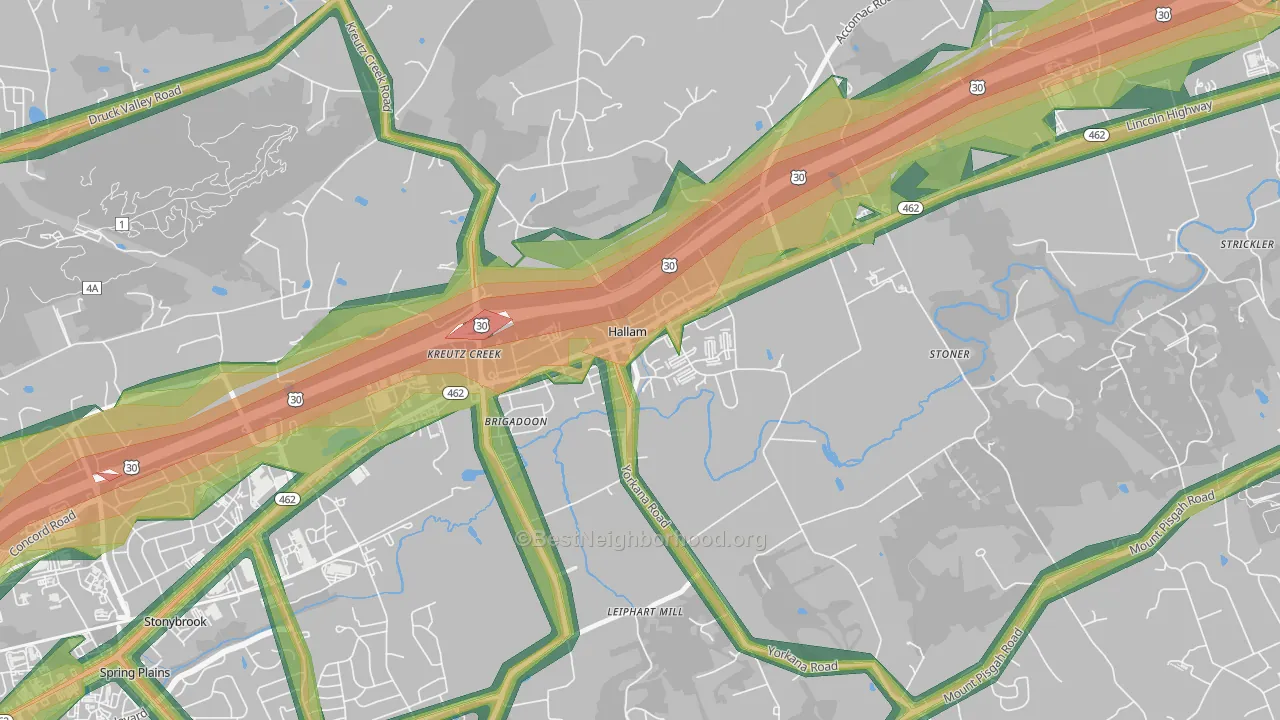 Hallam, PA Map of Noise Levels in Hallam