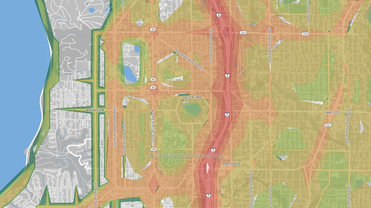 Haller Lake, Seattle, WA Map of Noise Levels in Haller Lake