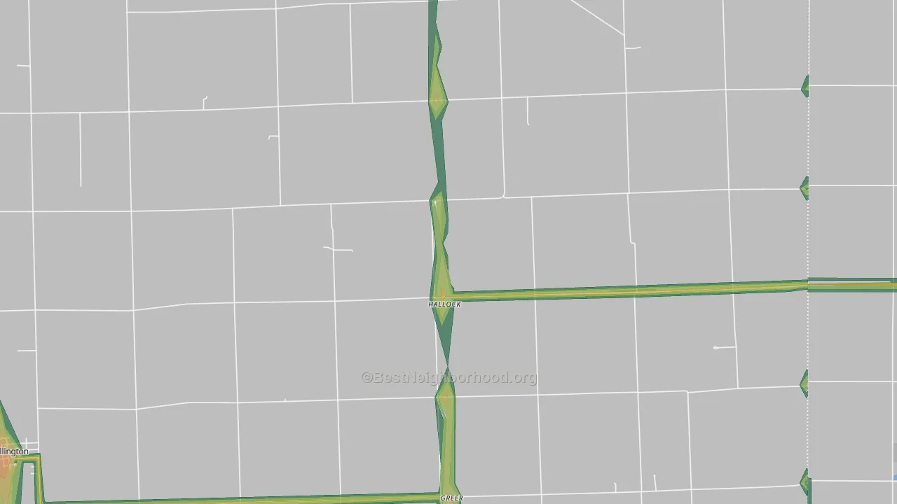 Hallock, IL Map of Noise Levels in Hallock