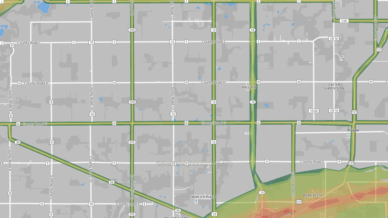 Hallock, OH Map of Noise Levels in Hallock