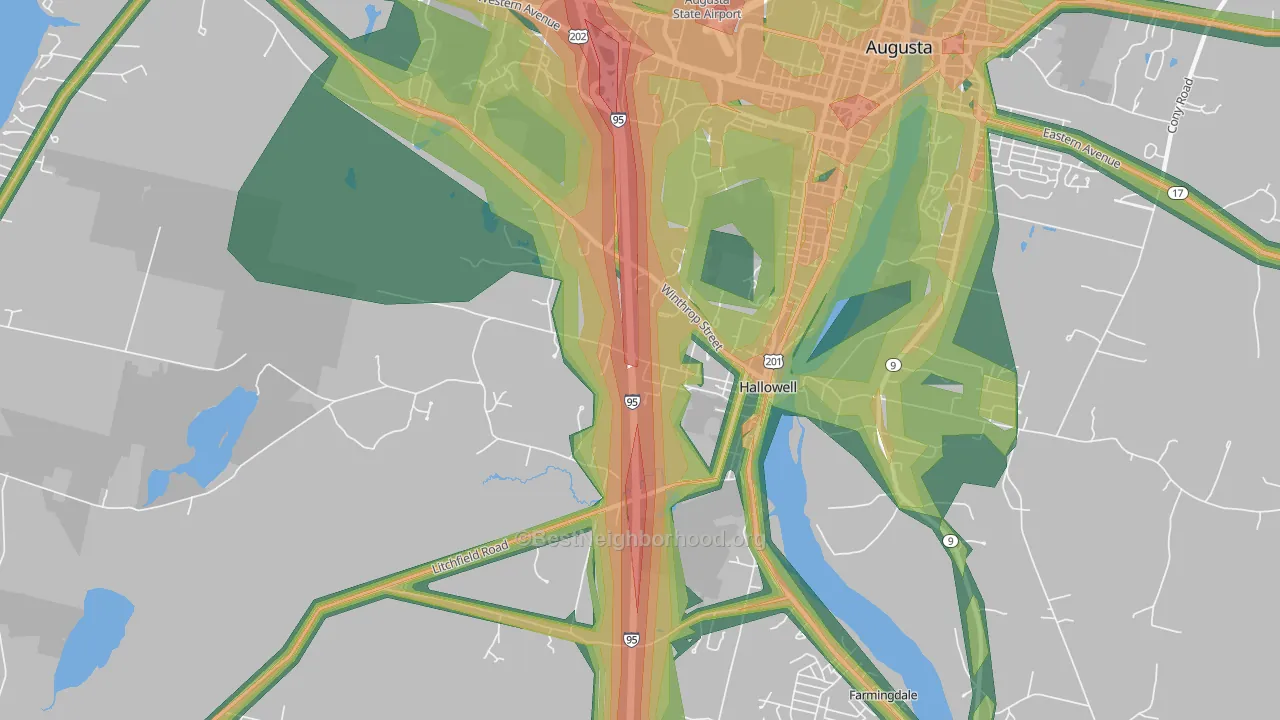 Hallowell, ME Map of Noise Levels in Hallowell