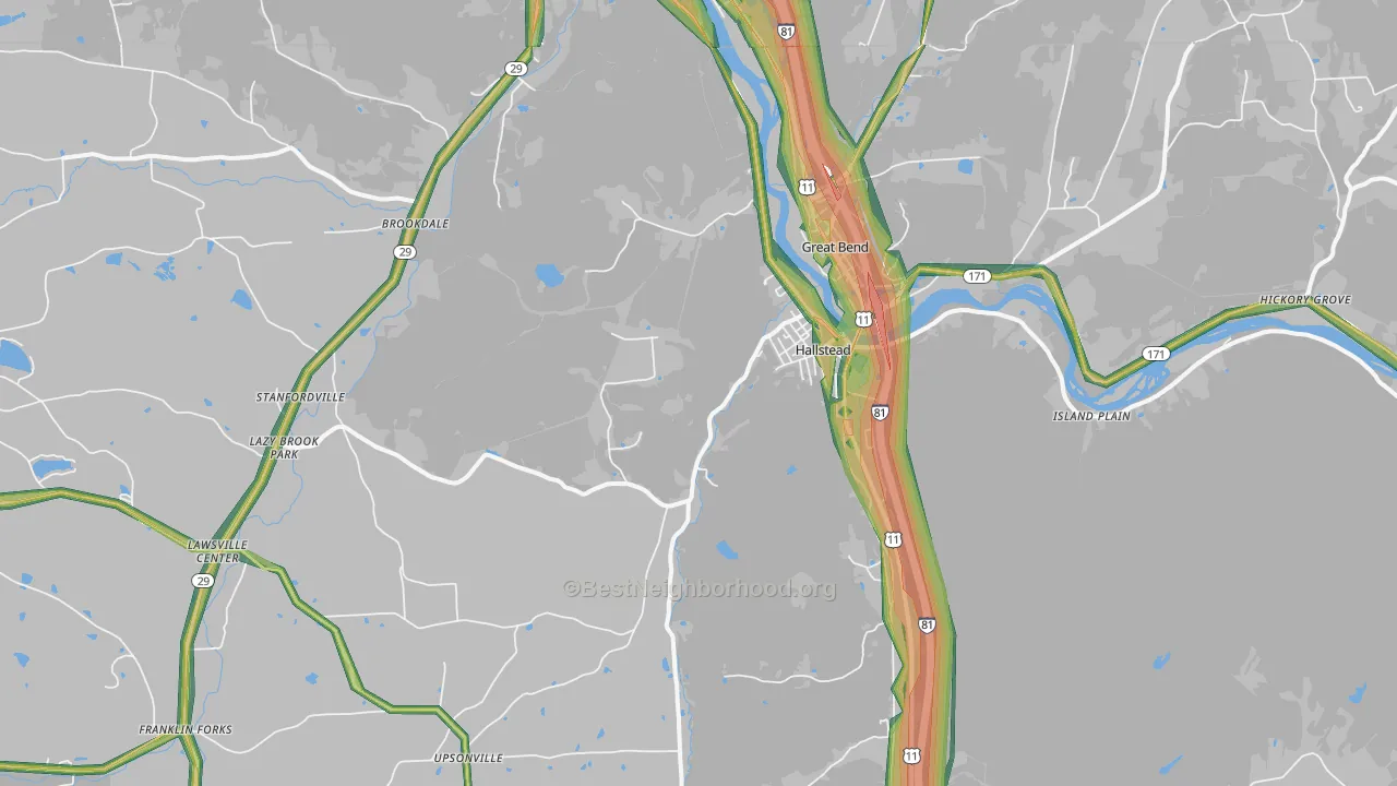 Hallstead, PA Map of Noise Levels in Hallstead