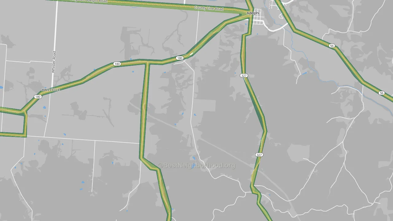 Hallsville, OH Map of Noise Levels in Hallsville