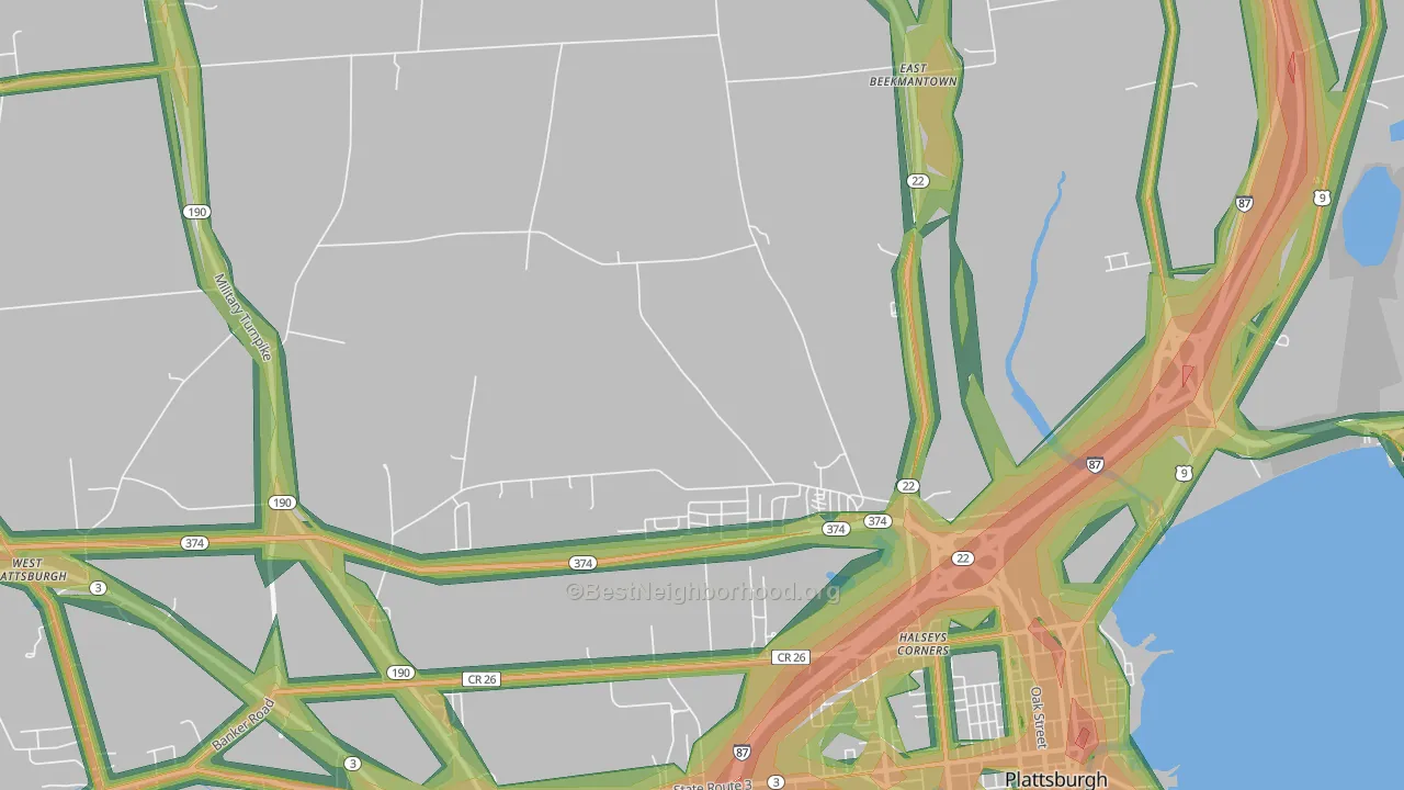 Halseys Corners, NY Map of Noise Levels in Halseys Corners