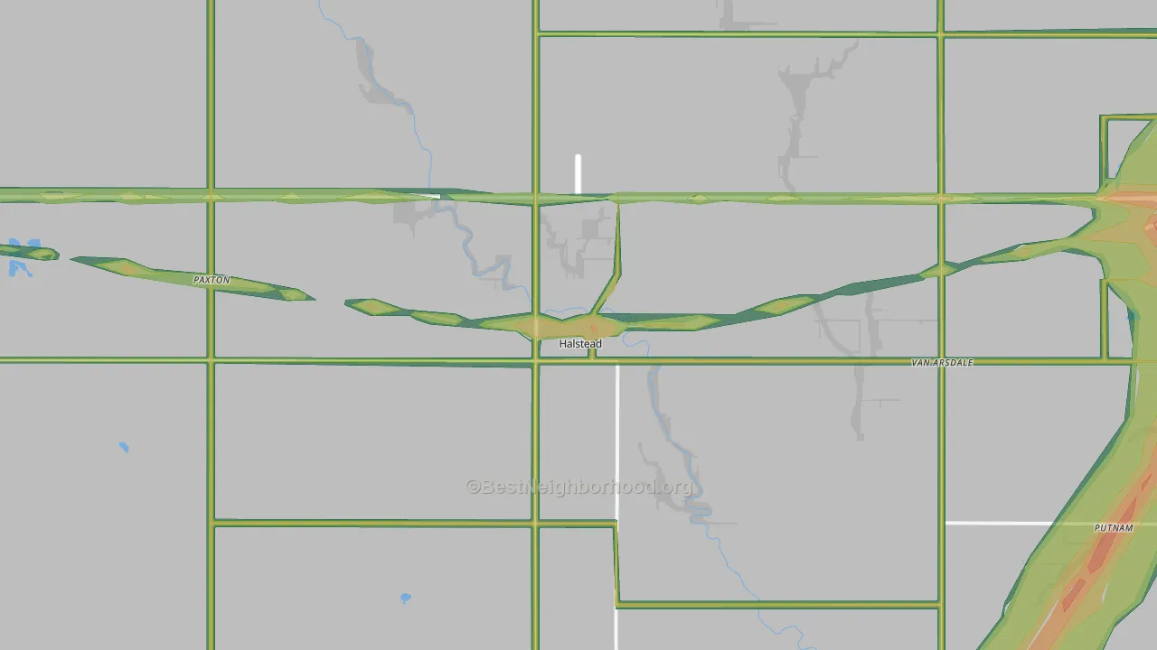 Halstead, KS Map of Noise Levels in Halstead