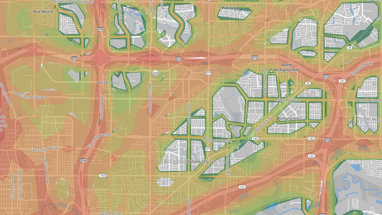 Haltom City, TX Map of Noise Levels in Haltom City