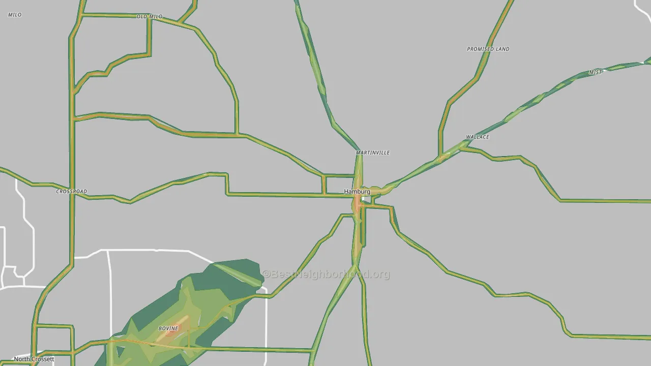 Hamburg, AR Map of Noise Levels in Hamburg