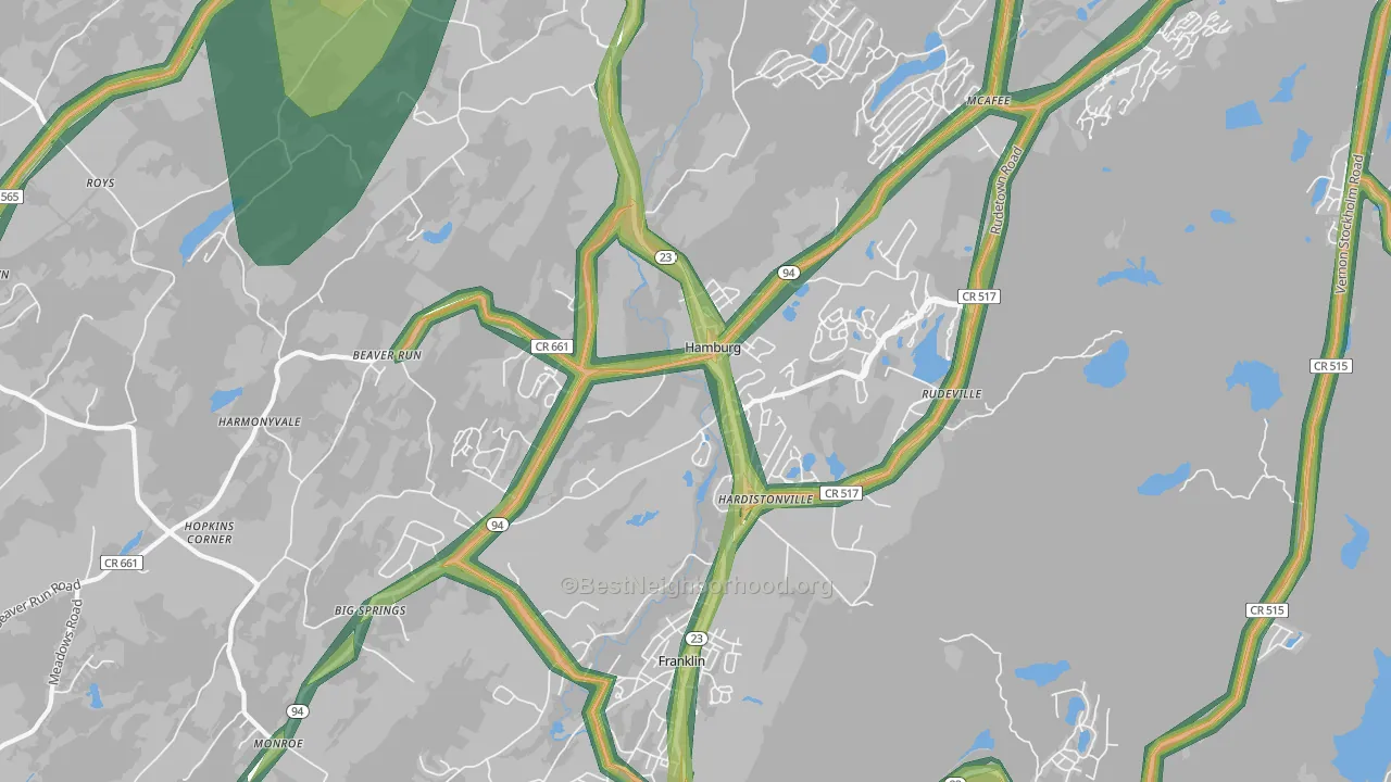 Hamburg, NJ Map of Noise Levels in Hamburg